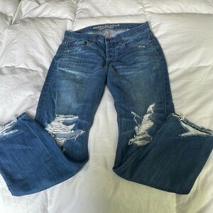 American Eagle Outfitters Women's Blue Straight Leg Jeans